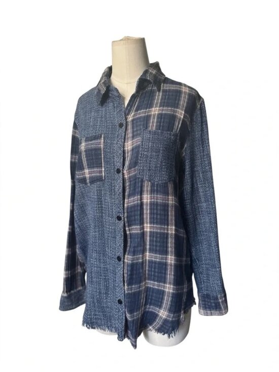 Artisan De Luxe Tops - ANTHROPOLOGIE Artisan De Luxe Women L Button Shirt Flannel Plaid Mix Split Multi
